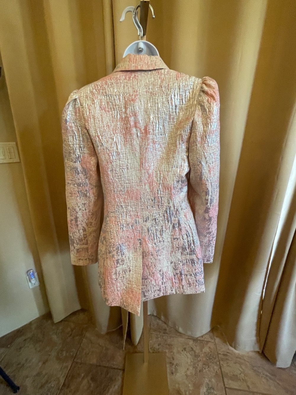 NEW! Asos Design Pink Silver Metallic Double Breasted Blazer and Shorts Set 2 - Picture 3 of 14